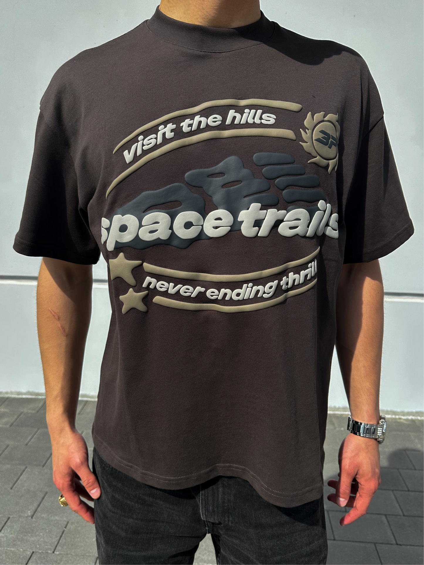 Broken Planet Market Space Trails Brown T-Shirt