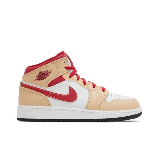 Air Jordan 1 Mid 'Light Curry Cardinal Red'