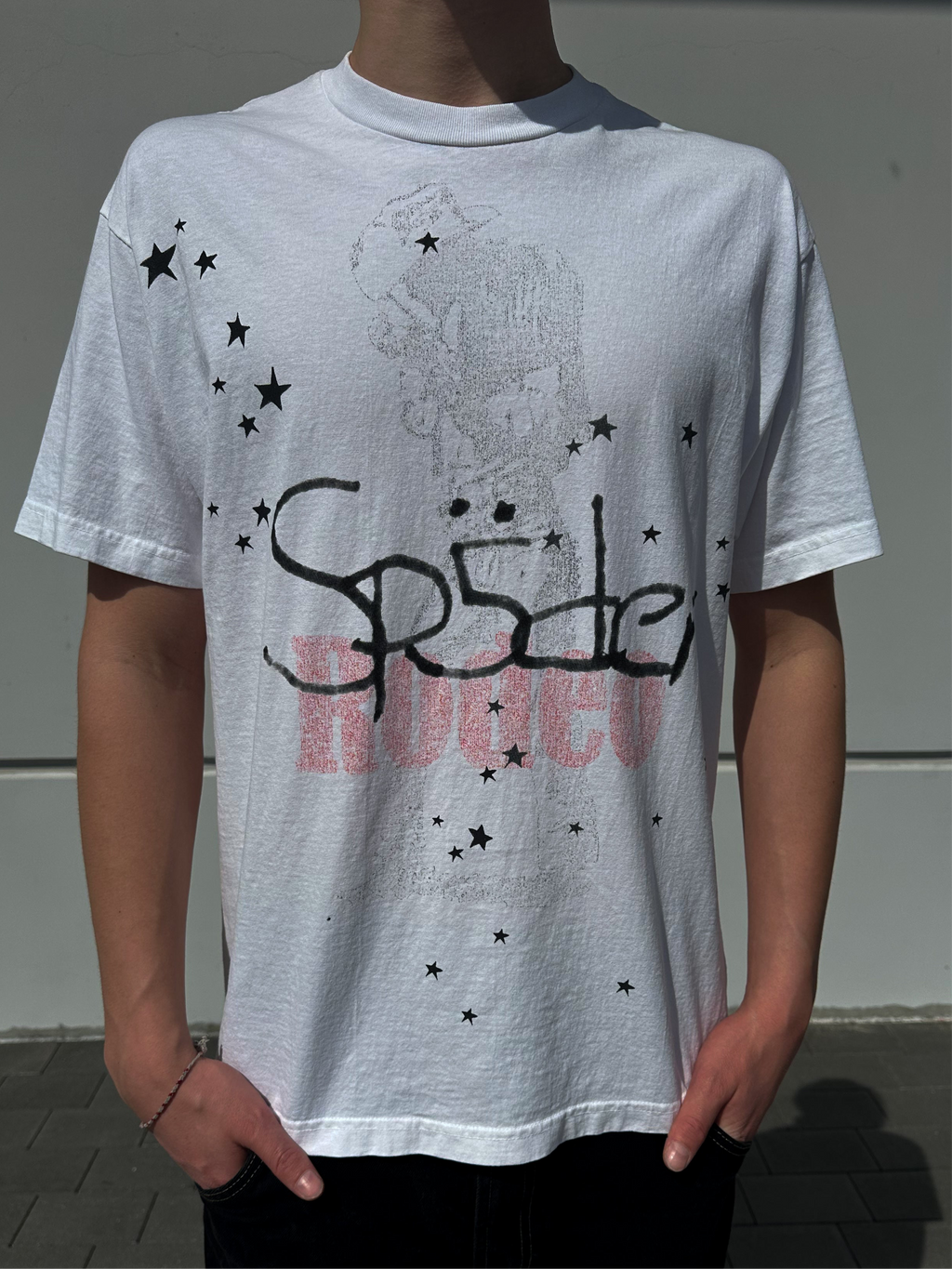 Biele tričko Sp5der x Travis Scott DAYS BEFORE RODEO