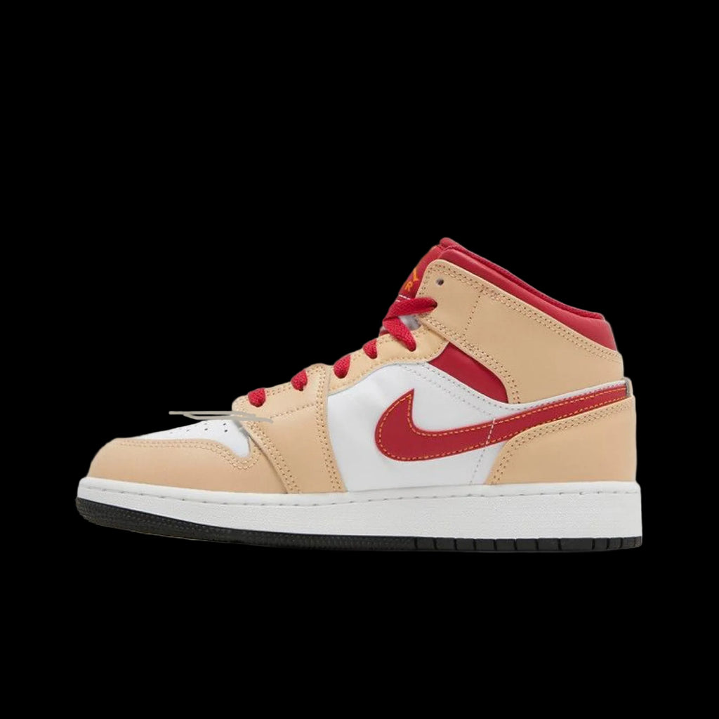 Air Jordan 1 Mid 'Light Curry Cardinal Red'