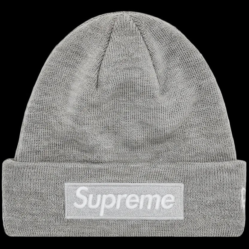 Supreme x New Era Box Logo Beanie Heather Grey