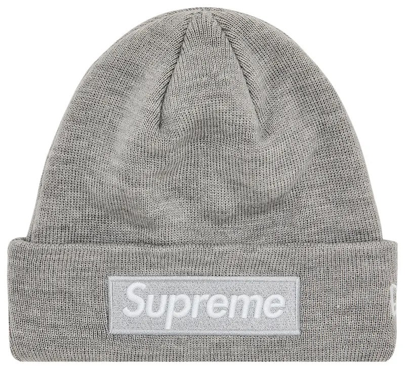 Supreme x New Era Box Logo Beanie Heather Grey