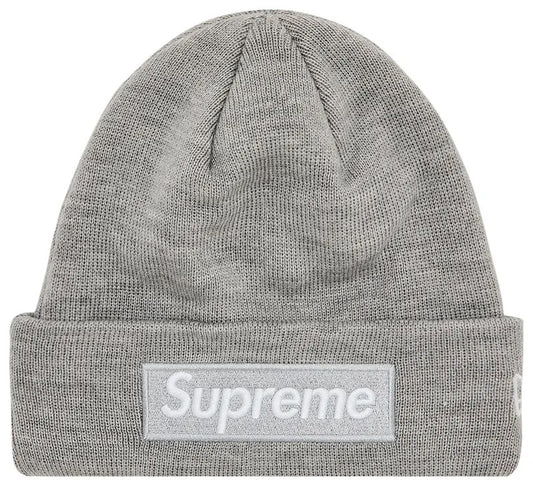 Supreme x New Era Box Logo Beanie Heather Grey