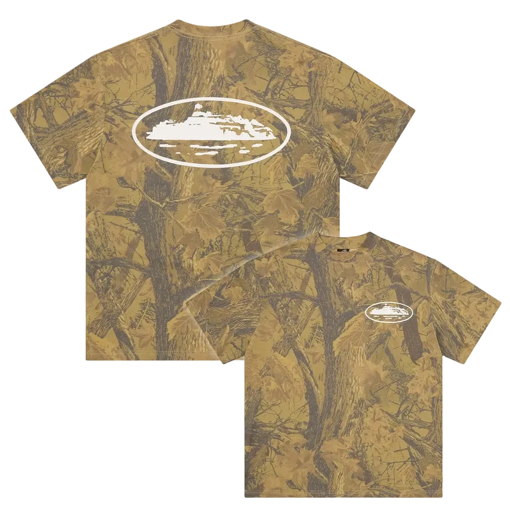 Corteiz OG Island PUFF Print Tee Forest Camo